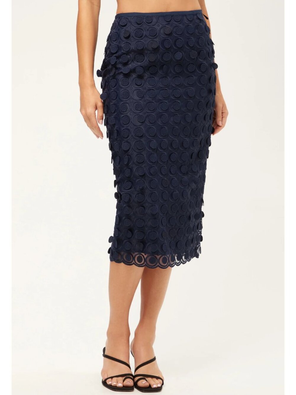 Trina Turk 'Dita 2' Agassi Embroidery Pencil Midi-Skirt, Ink Blue